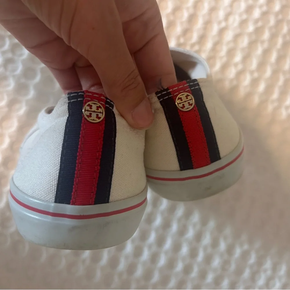 Classic White Canvas Tory Burch Womens Sneakers Size 10 Shoes